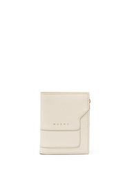 Marni panelled debossed-logo leather wallet - Nude