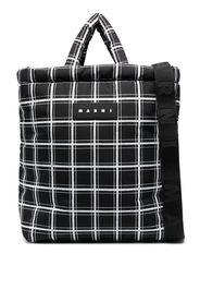 Marni logo-patch checkered tote bag - Schwarz