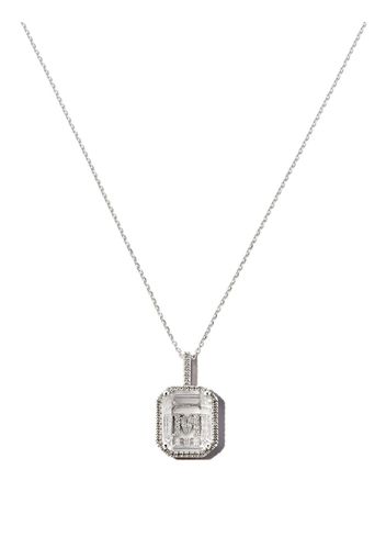 Mateo 14kt white gold M Initial diamond frame pendant necklace - Silber