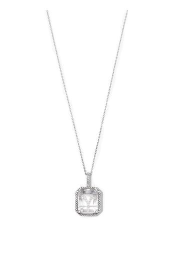 Mateo 14kt white gold Y initial diamond pave quartz pendant necklace - Silber