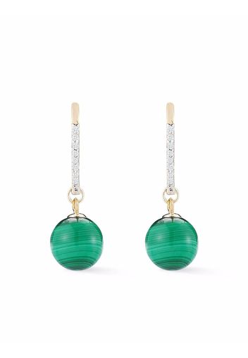 Mateo 14kt yellow gold single malachite diamond drop earrings