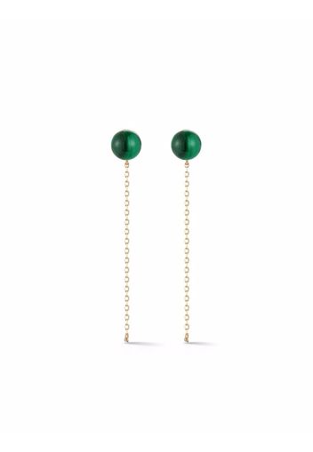 Mateo 14kt yellow gold malachite stud chain drop earrings