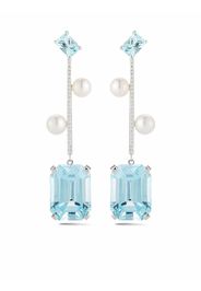 Mateo 14kt white gold aquamarine, blue topaz and pearl statement earrings - Silber