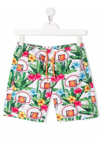 MC2 Saint Barth Kids TEEN basketball-print swim shorts - Grün