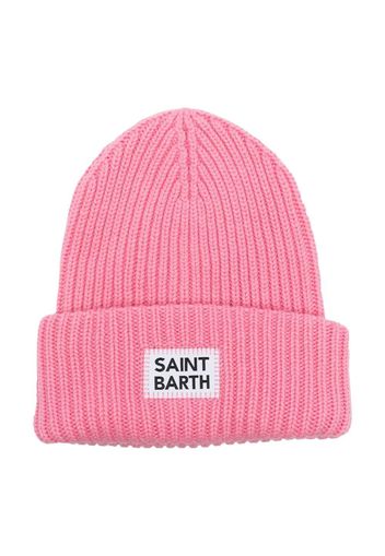 MC2 Saint Barth Kids Gerippte Beanie mit Logo-Patch - Rosa