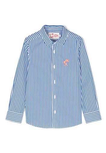 MC2 Saint Barth Kids striped long-sleeve cotton shirt - Blau