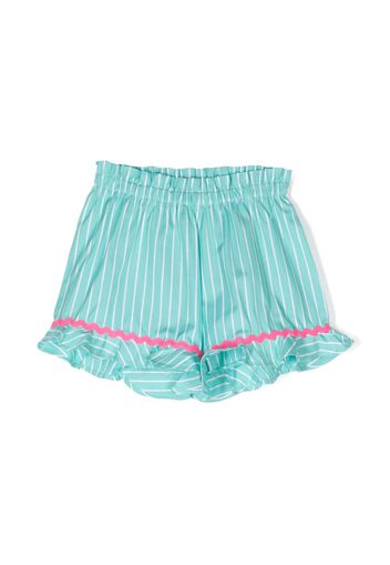 MC2 Saint Barth Kids logo-embroidered striped shorts - Blau