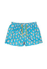 MC2 Saint Barth Kids graphic-print drawstring swim shorts - Blau