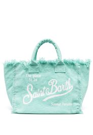MC2 Saint Barth Vanity frayed cotton beach bag - Blau