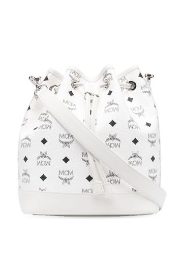 MCM medium Dessau logo-print bucket bag - Weiß