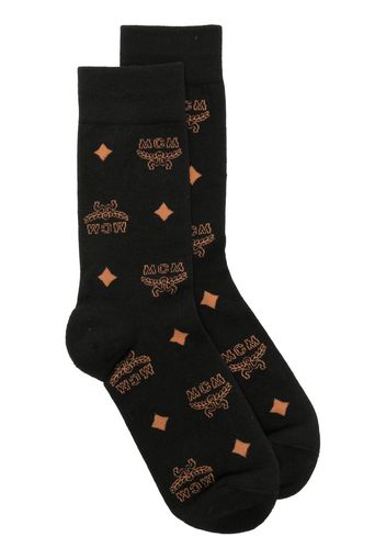 MCM monogram-print knit socks - Schwarz