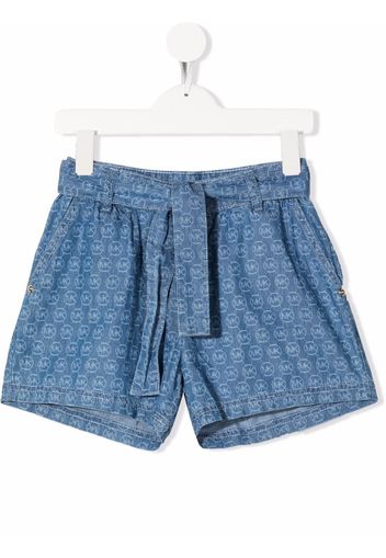 Michael Kors Kids Jeansshorts mit Monogramm-Print - Blau