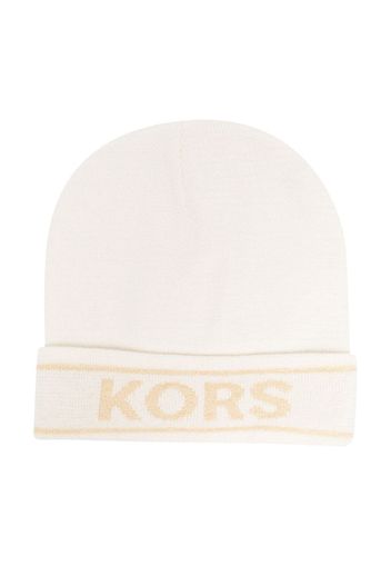 Michael Kors Kids Fein gestrickte Beanie mit Logo - Nude