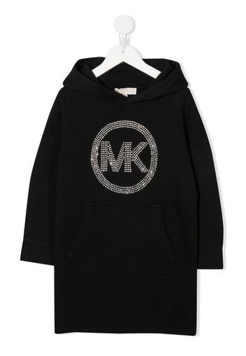 Michael Kors Kids rhinestone-logo hoodie dress - Schwarz