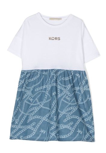 Michael Kors Kids chain-link print short-sleeve dress - Blau