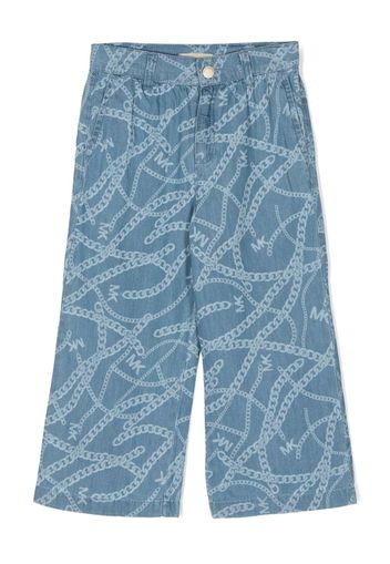 Michael Kors Kids Gerade Hose mit Ketten-Print - Blau