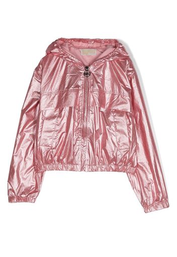 Michael Kors Kids metallic-effect hooded jacket - Rosa