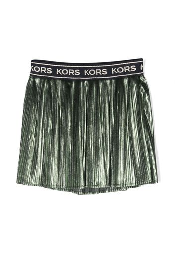 Michael Kors Kids logo-waistband metallic pleated skirt - Grün