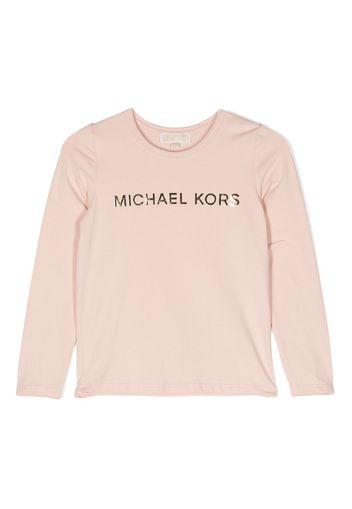 Michael Kors Kids logo-lettering long-sleeved T-shirt - Rosa