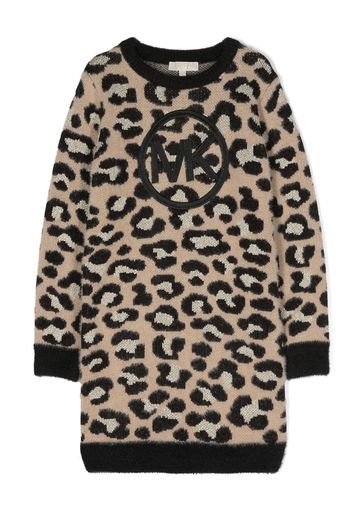 Michael Kors Kids Strickkleid mit Leoparden-Print - Schwarz