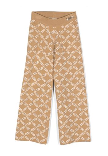 Michael Kors Kids monogram-pattern intarsia-knit trousers - Nude