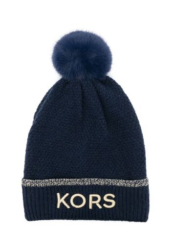 Michael Kors Kids Bommelmütze mit Logo-Stickerei - Blau