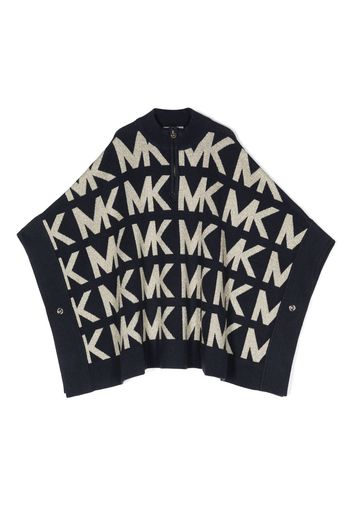 Michael Kors Kids logo intarsia-knit half-zip cape - Blau