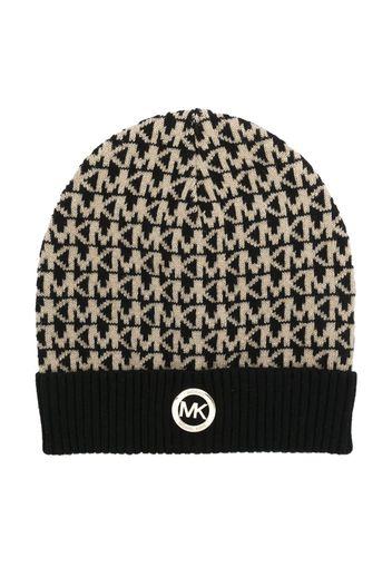 Michael Kors Kids Strickmütze mit Monogramm - Schwarz