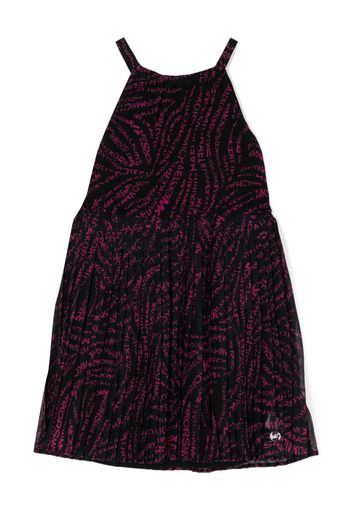 Michael Kors Kids logo-print pleated dress - Schwarz