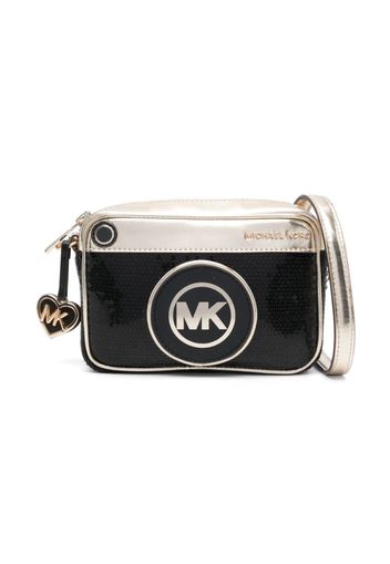 Michael Kors Kids metallic-finish sequined shoulder bag - Schwarz