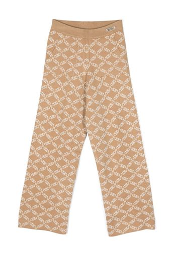 Michael Kors Kids monogram-jacquard wide-leg trousers - Braun