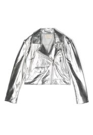 Michael Kors Kids metallic biker jacket - Silber