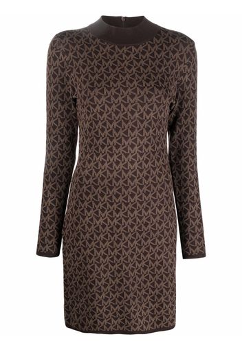 Michael Michael Kors monogram-print high neck jumper - Braun