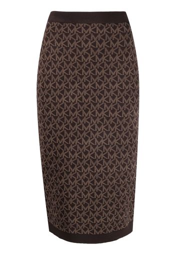 Michael Michael Kors Mega logo-jacquard midi skirt - Braun