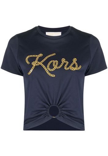 Michael Michael Kors gathered-detail cotton T-shirt - Blau
