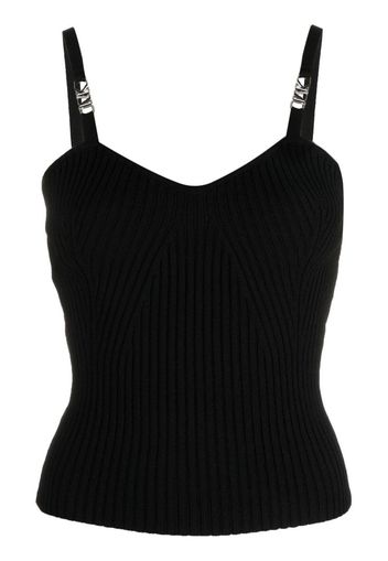 Michael Michael Kors logo-strap ribbed knit top - Blau