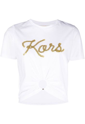 Michael Michael Kors logo-print gathered-detail T-shirt - Weiß