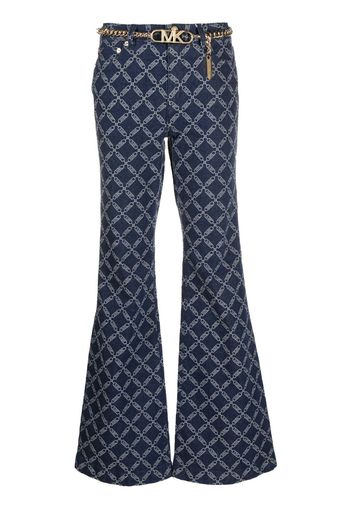 Michael Michael Kors monogram-pattern flared jeans - Blau