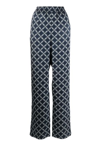 Michael Michael Kors Empire-print satin straight-leg trousers - Blau