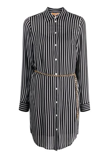 Michael Michael Kors stripe-print belted-waist shirtdress - Schwarz