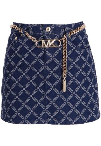 Michael Michael Kors Empire-logo belted denim skirt - Blau