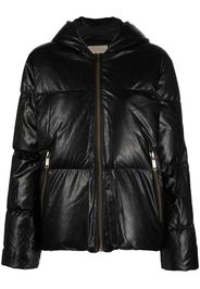 Michael Michael Kors faux-leather hooded puffer jacket - Schwarz