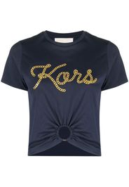 Michael Michael Kors gathered-detail cotton T-shirt - Blau