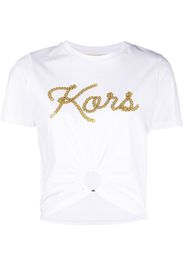 Michael Michael Kors logo-print gathered-detail T-shirt - Weiß