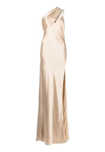 Michelle Mason side-slit one-shoulder gown - Gold