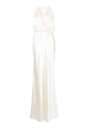 Michelle Mason draped halterneck gown - Weiß