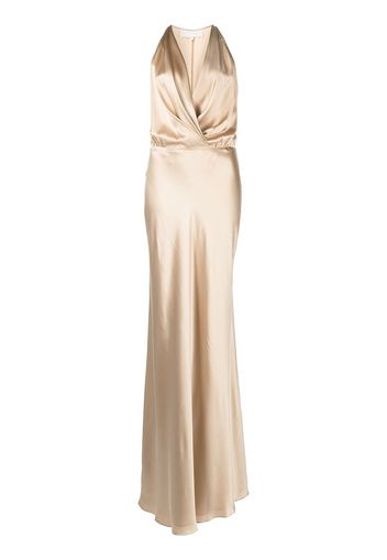 Michelle Mason draped halterneck gown - Gold