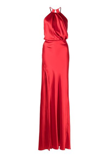 Michelle Mason Neckholder-Abendkleid mit Falten - Rot