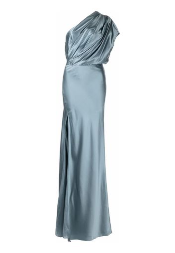 Michelle Mason asymmetric open back gown - Blau