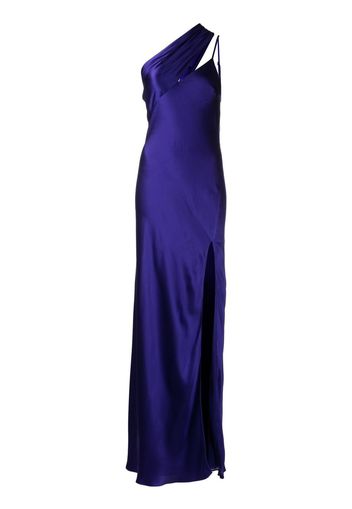 Michelle Mason side-slit one-shoulder gown - Blau